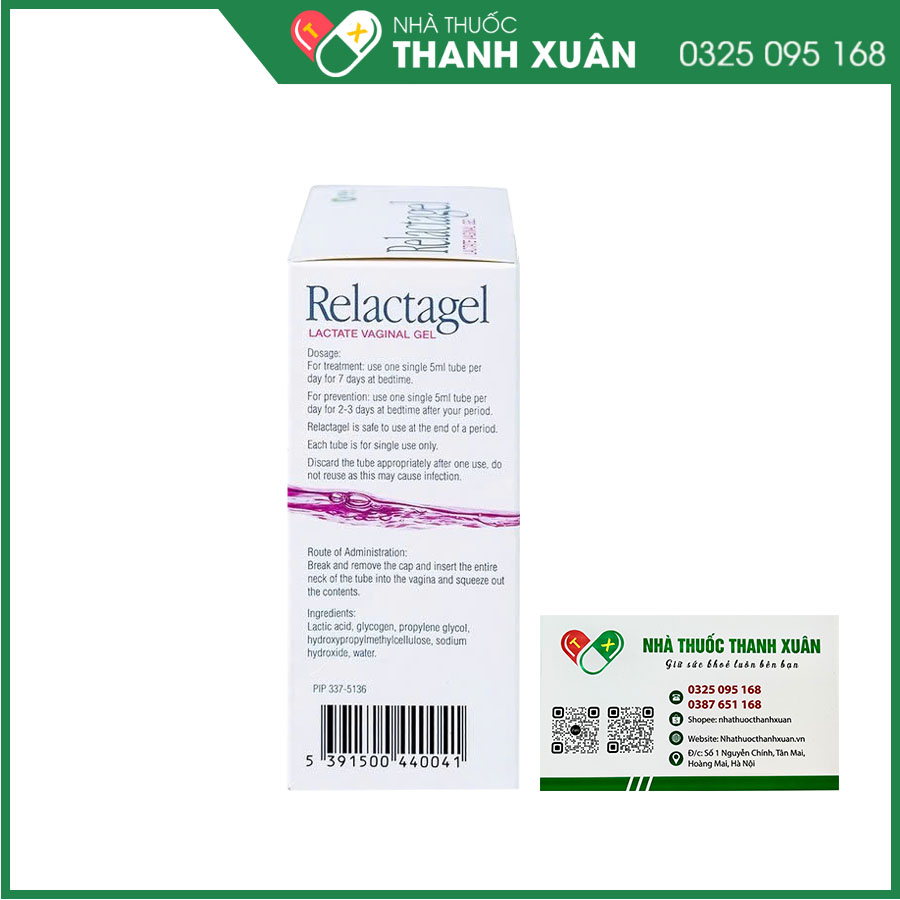 Relactagel hỗ trợ điều trị và ngăn ngừa viêm nhiễm, bổ sung lợi khuẩn âm đạo